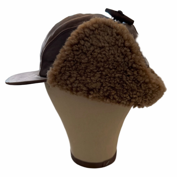 Vintage Seifter Trapper Hat Leather Shearling Brown Aviator Seifter Assoc Inc - Picture 7 of 14